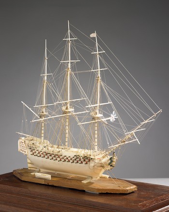 Small Bone Ship Model of a First Rate Ship of the Line