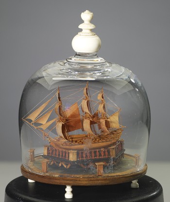 Miniature Wood Ship Model of a Frigate