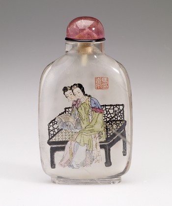 Snuff Bottle, with inside painting of sisters Daqiao and Erqiao