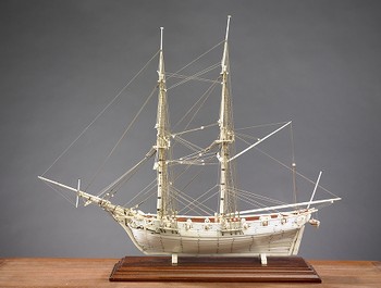 Clinker Built Bone Ship Model of a Brig