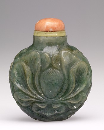 Snuff Bottle, with carved peonies