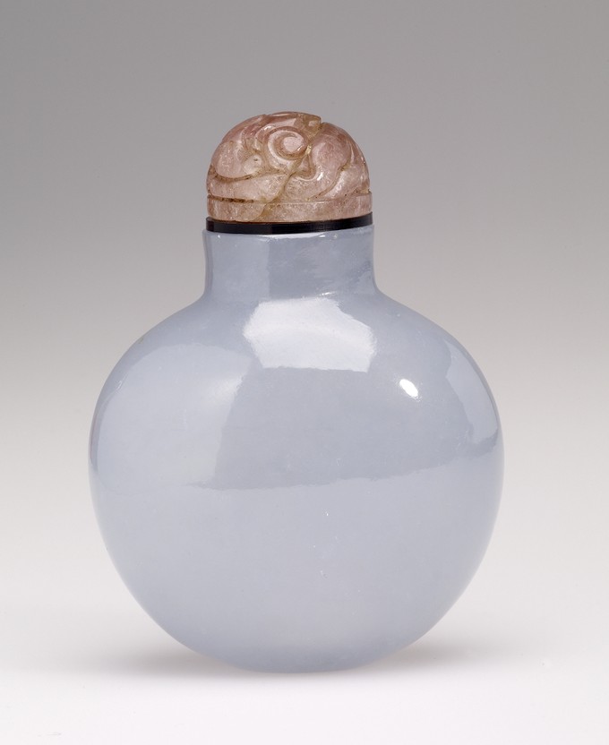 Snuff Bottle in Jadeite of Pastel Blue Colour