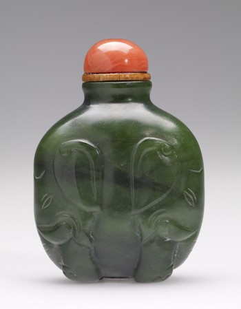 Snuff Bottle with Two Elephants
