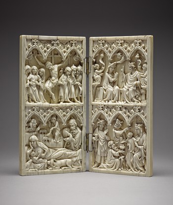 Diptych: Nativity, Adoration of the Magi, Crucifixion, Coronation of the Virgin