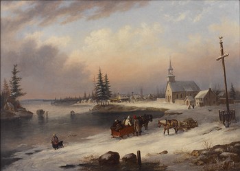 Village Scene in Winter