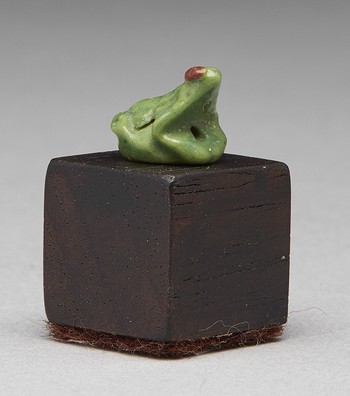 Egyptian Bright Apple Green Amulet of a Frog