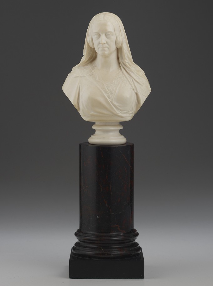Bust of a Woman wearing a veil at back of head