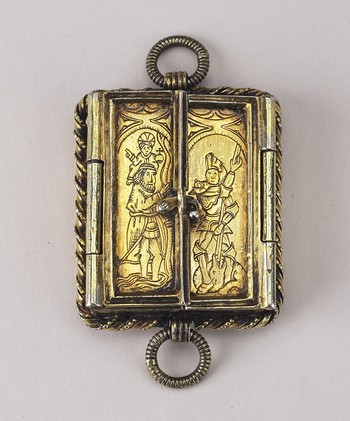 Pendant Triptych: The Adoration of the Magi, St. John, and Virgin and Child