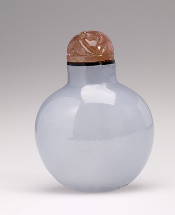 Snuff Bottle in Jadeite of Pastel Blue Colour
