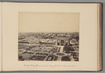 [View from the Top of Humaioon's Tomb showing ruins of tombs and old Delhi]   from Indian Views