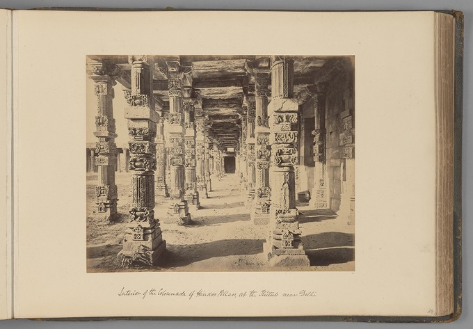[Interior of the Colonnade of Hindu Pillars at the K'útub near Delhi]   from Indian Views