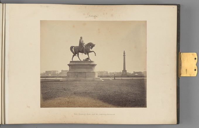 [Calcutta; Lord Hardinge's Statue and the Ochterlony Monument]   from Indian Architecture and Scenery, Vol. 1