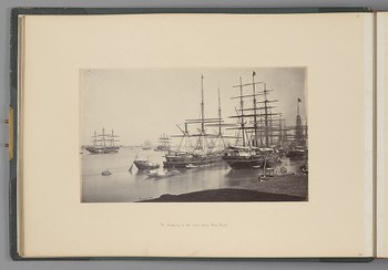 [Calcutta; The Shipping in the river, from Fort Point]   from Indian Architecture and Scenery, Vol. 1