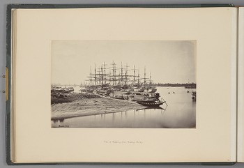 [Calcutta; View of Shipping from Hastings Bridge]   from Indian Architecture and Scenery, Vol. 1
