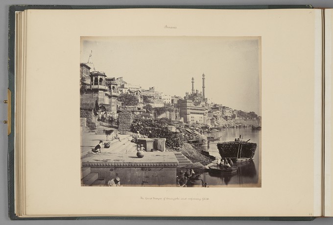 [Benares; The Grand Mosque of Arungzebe and adjoining Ghats]   from Indian Architecture and Scenery, Vol. 1
