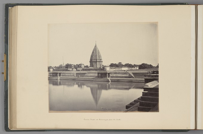 [Benares; Sumeree Temple at Ramnuggur, from the Tank]   from Indian Architecture and Scenery, Vol. 1