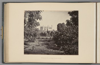 [Cawnpore; The Memorial Well, seen through trees from the South]   from Indian Architecture and Scenery, Vol. 1