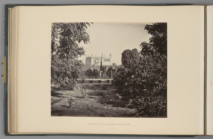 [Cawnpore; The Memorial Well, seen through trees from the South]   from Indian Architecture and Scenery, Vol. 1