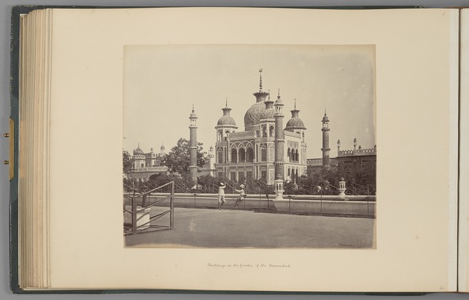 [Lucknow; Buildings in the Garden of the Hooseinabad]   from Indian Architecture and Scenery, Vol. 1