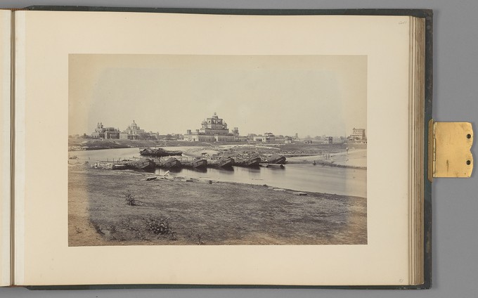 [Boats moored across a river]   from Indian Architecture and Scenery, Vol. 1