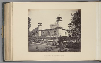[Agra; Mausoleum of Prince Elmad Dowlah, from the Gate]   from Indian Architecture and Scenery, Vol. 1