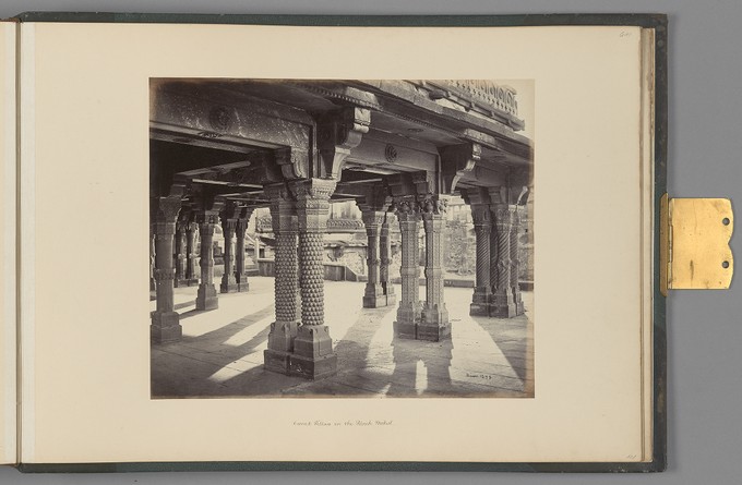 [Futtypore Sikri; Carved Pillars in the Panch Mehal]   from Indian Architecture and Scenery, Vol. 1
