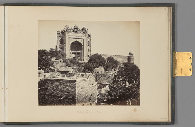 [Futtypore Sikri; The Great Gate, from the village]   from Indian Architecture and Scenery, Vol. 1
