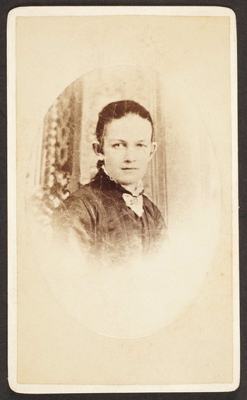 Unknown sitter [bust portrait of a woman in studio]