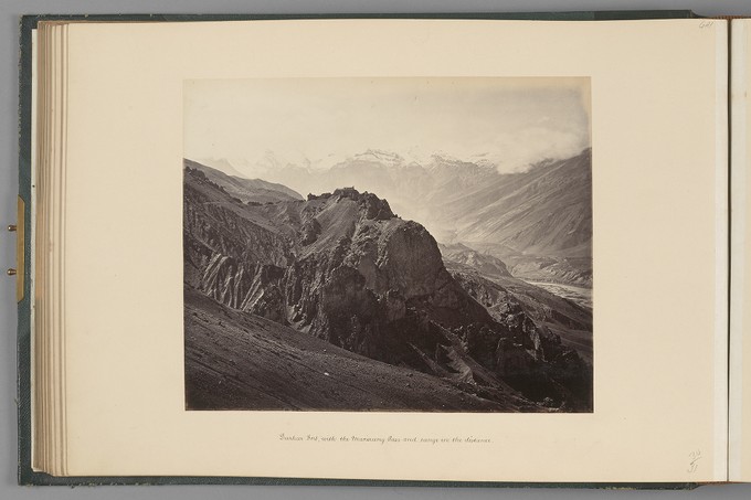 Dunkar Fort, with the Manirung Pass and range in the distance   from Himalayas
