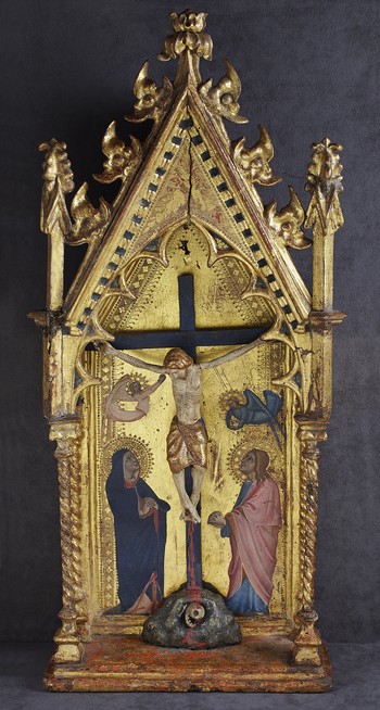 Tabernacle with Crucifix and Mary and Saint John the Evangelist