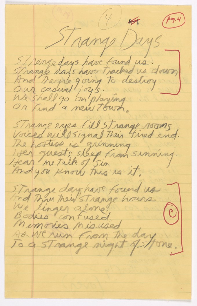 Original lyrics for "When the Music's Over" and "Strange Days"