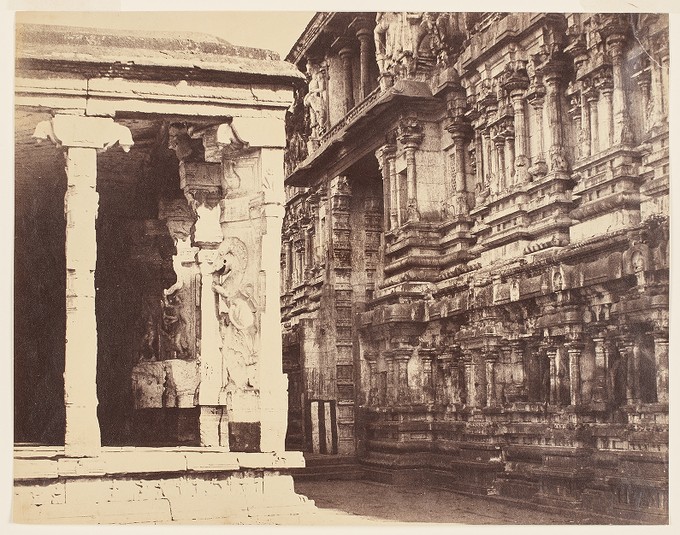Madura. The Great Pagoda, Inside View of Gateway of (East) Gopurum with (Veeravasuntharoya's) Munduppum in Front