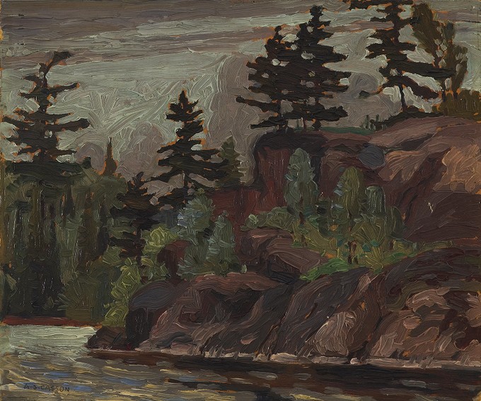 Rocky Cliff with Pine Trees