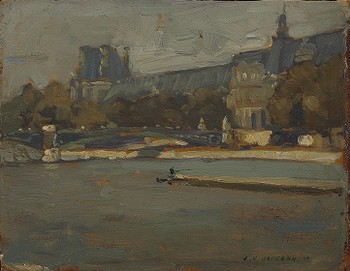 The Louvre Across the Seine (recto); Dockside on the Seine