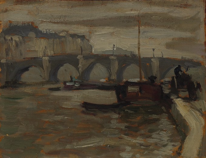 The Louvre Across the Seine (recto); Dockside on the Seine