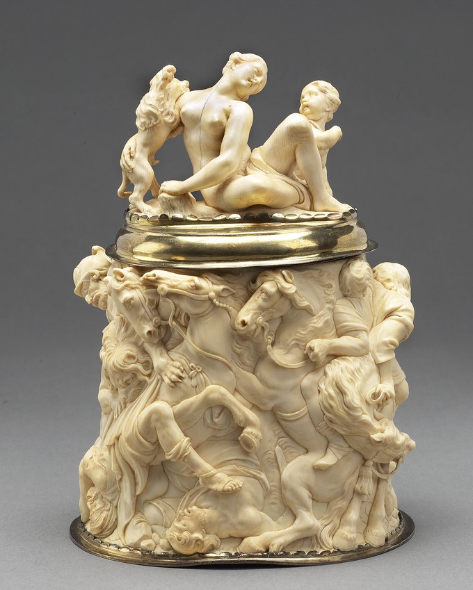 Covered Cup: Lion Hunt [based on the 1621 painting by Peter Paul Rubens]