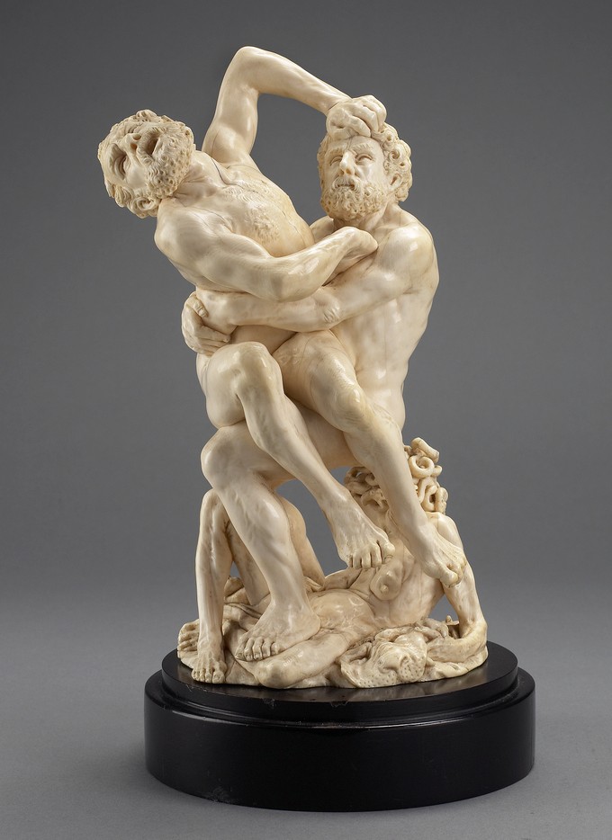Hercules and Antaeus (with Gaia as one of the Furies)