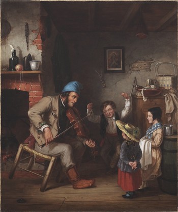 Fiddler and Boy Doing Jig