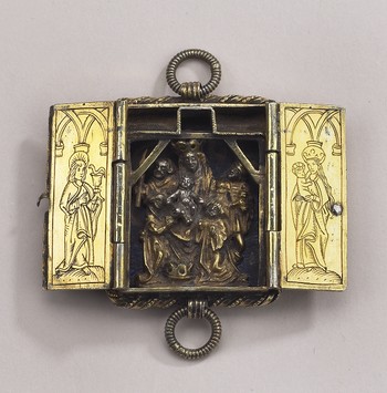 Pendant Triptych: The Adoration of the Magi, St. John, and Virgin and Child